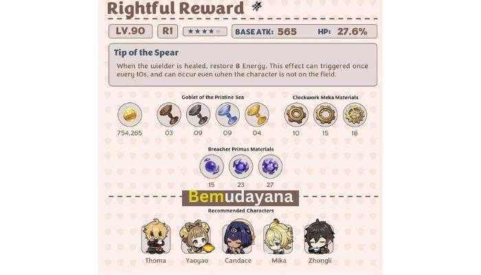 Ascensions Rightful Reward Genshin Beserta Status