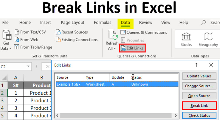 Cara Break Link di Excel dengan Menggunakan Fitur